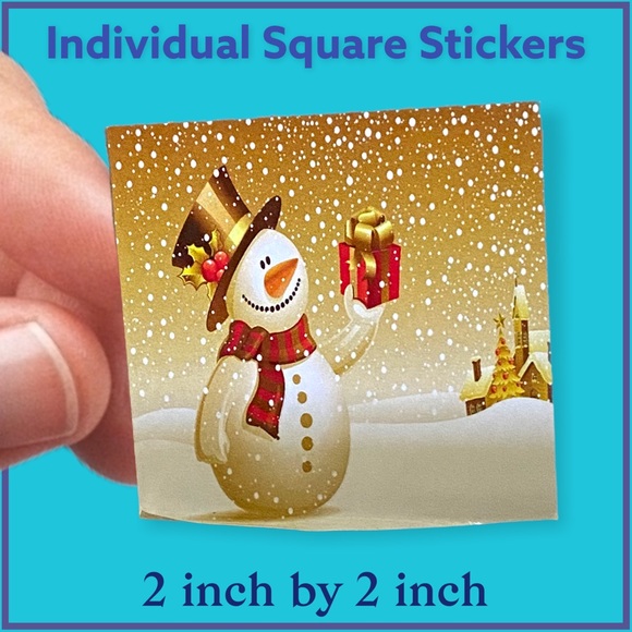 Mailers And More Other - 100 (2x2 Inch) Square Stickers, Christmas, Snowman, Thank You, PRICE IS FIRM